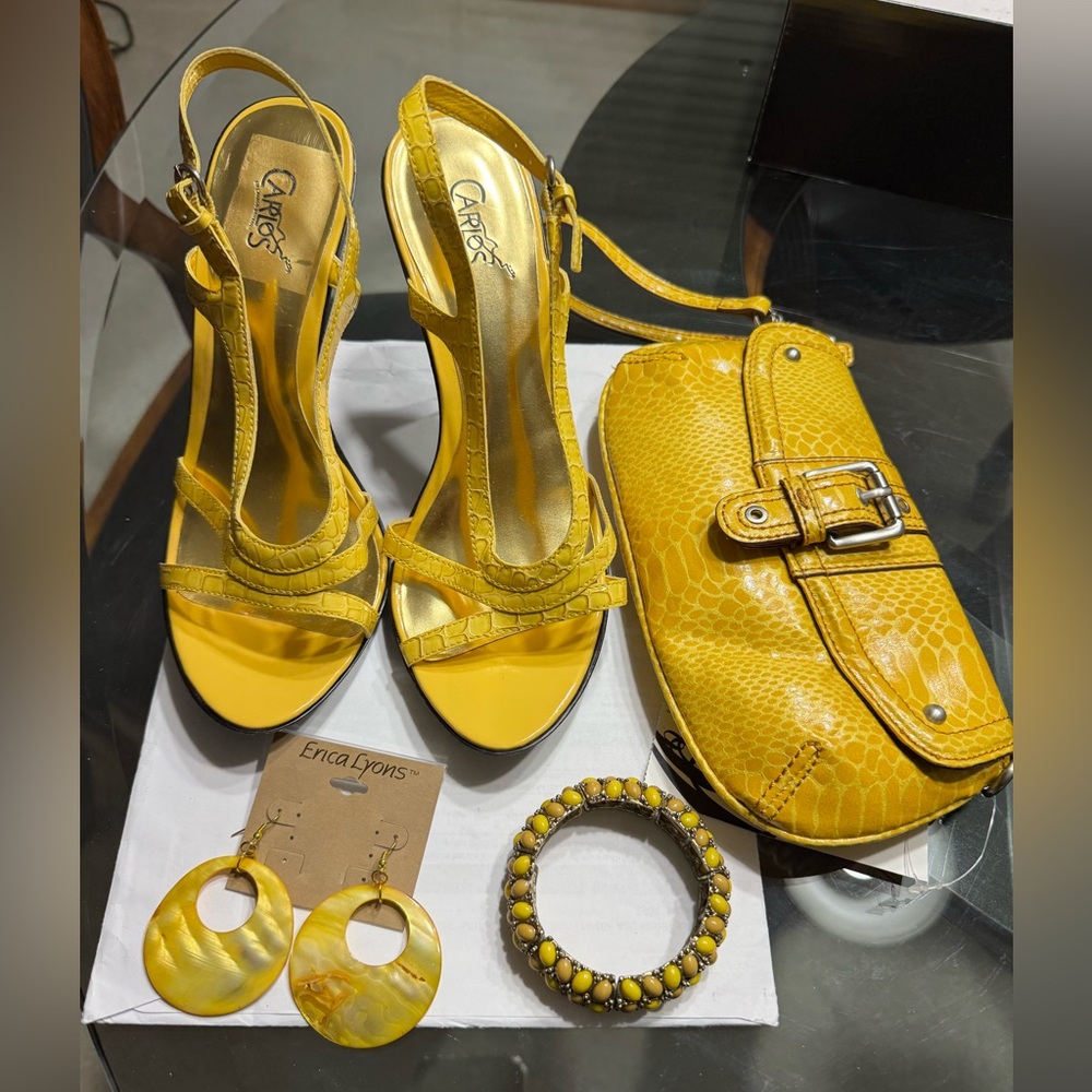 Carlos Yellow Reptile Sandals, Women, Size 9, New - Bundle